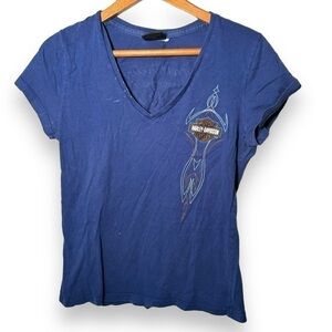 Harley Davidson y2k glitter details Victoria Canada  v neck tee S